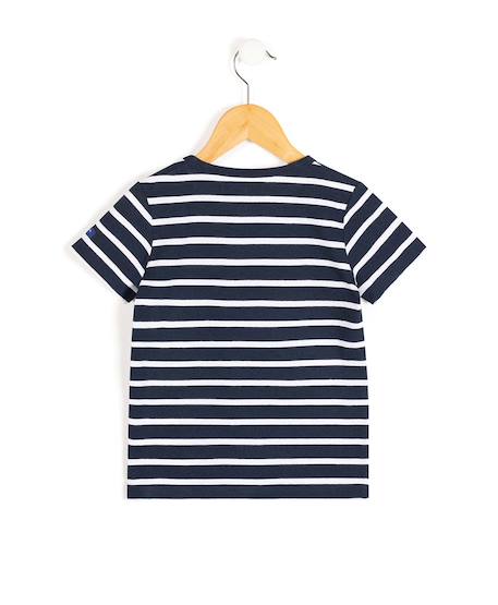 Mariniere manches courtes 100% coton garçon Fond indigo raye blanc 2 - vertbaudet enfant 