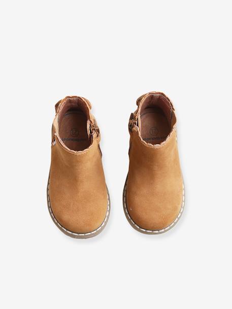 Boots bébé fille cuir zippées beige imprimé+bordeaux+CAMEL+marine+noir 23 - vertbaudet enfant 