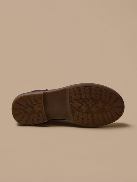 Boots tresse en cuir Bordeaux chocolat+Marine 4 - vertbaudet enfant 