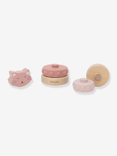 Tour à empiler en bois FSC® et silicone jaune+rose+vert 9 - vertbaudet enfant 
