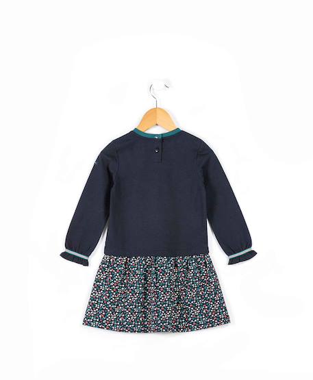 Robe manches longues 100% coton fille Bleu indigo 2 - vertbaudet enfant 