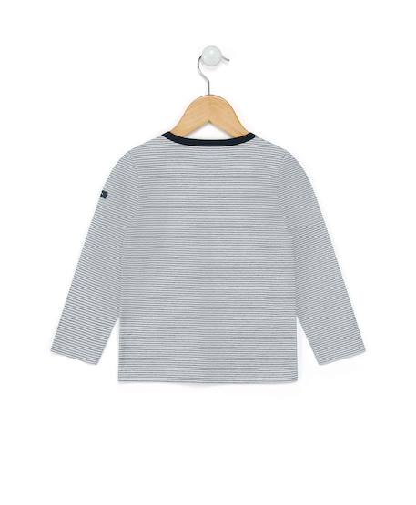 T-shirt manches longues 100% coton garçon Fond naturel raye indigo 2 - vertbaudet enfant 
