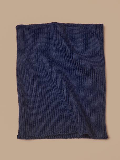 Snood laine mérinos enfant - cyrillus x les 3 tricoteurs Marine+Rayure marine 1 - vertbaudet enfant 