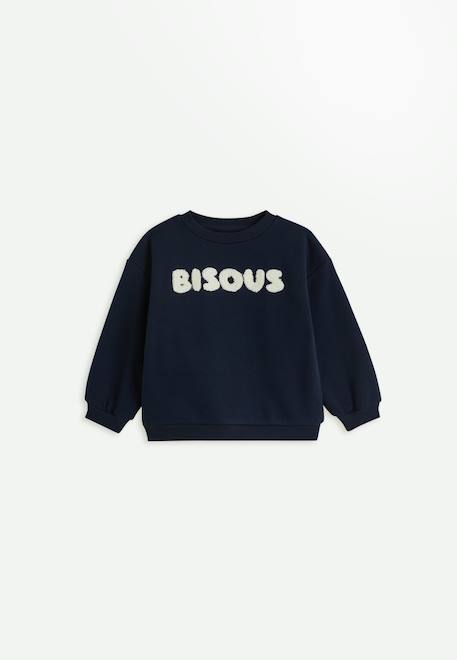 Sweat en molleton bisous Bleu 1 - vertbaudet enfant 