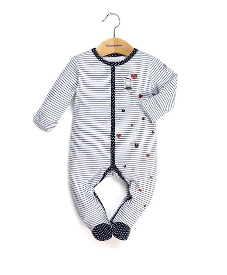 Ensemble bébé 3 pièces 100% coton bébé fille Fond blanc opt raye marine 3 - vertbaudet enfant 