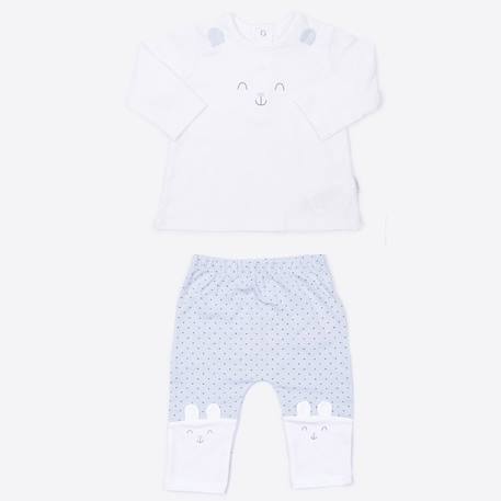 Pyjama bébé 2 pièces en coton bio lapin Bleu+Rose 2 - vertbaudet enfant 