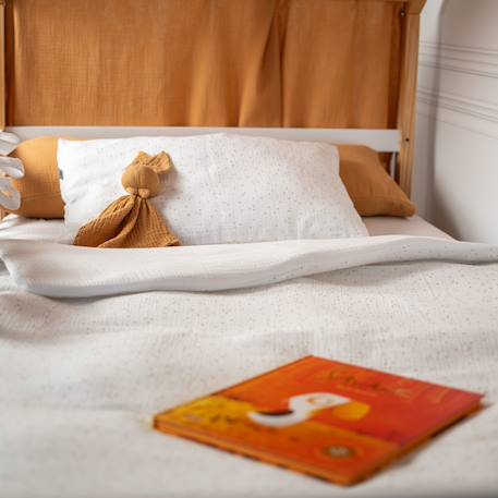 Parure de lit housse de couette et taie d'oreiller jeanne Beige+Blanc+Blanc à pois or+Bleu+Camel+Écru+Terracotta+Vert de gris 12 - vertbaudet enfant 