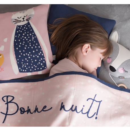 Couverture en coton bio gots Écru+Gris+Rose 17 - vertbaudet enfant 