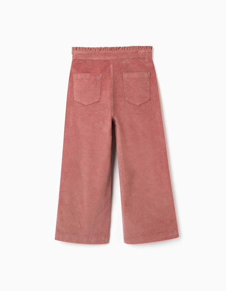 Pantalon en velours côtelé avec taille paperbag à volants Beige clair+Rose 5 - vertbaudet enfant 