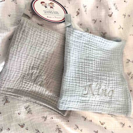Doudou lange attache tétine en gaze de coton jeanne Beige+Blanc+Bleu+Camel+Écru+Gris clair+Rose+Terracotta+Vert de gris 36 - vertbaudet enfant 