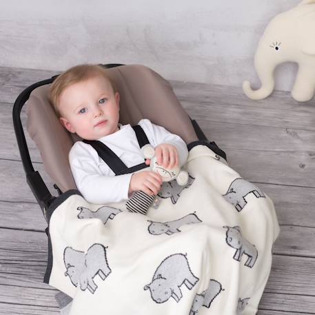 Couverture en coton bio gots Écru+Gris+Rose 2 - vertbaudet enfant 