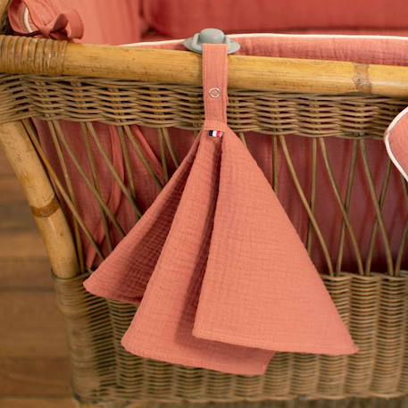 Doudou lange attache tétine en gaze de coton jeanne Beige+Blanc+Bleu+Camel+Écru+Gris clair+Rose+Terracotta+Vert de gris 52 - vertbaudet enfant 