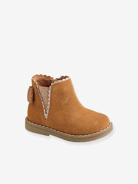 Boots bébé fille cuir zippées beige imprimé+bordeaux+CAMEL+marine+noir 16 - vertbaudet enfant 