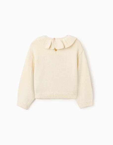 Pull en maille épaisse avec fleurs brodées Blanc 2 - vertbaudet enfant 