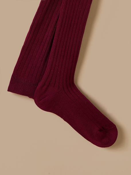 Collants à côtes fille Blanc+Cerise+Chocolat+Gris chine fonce+Marine+Rose doux+Taupe+Vert anglais 5 - vertbaudet enfant 