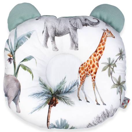 Coussin anti tête plate en coton et velvet safari Vert 1 - vertbaudet enfant 