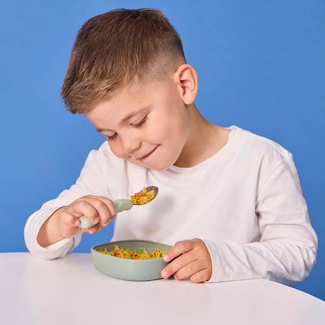 Set de 3 couverts ergonomiques en inox pour enfant Bleu+Rose+Vert 18 - vertbaudet enfant 