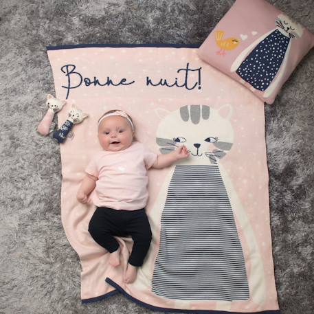 Couverture en coton bio gots Écru+Gris+Rose 16 - vertbaudet enfant 