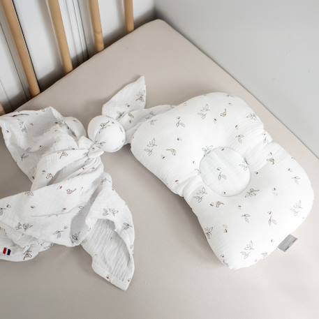 Coussin cale-tête ergonomique en gaze de coton melody Blanc 2 - vertbaudet enfant 