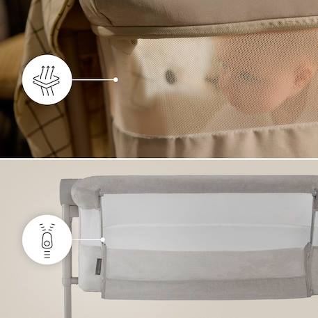 Lit bébé NESTEE UP 2 2 en 1 avec inclinaison du matelas, maille aérée et cadre en acier Beige+Gris 5 - vertbaudet enfant 