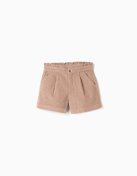 Short en velours côtelé avec plis devant Beige clair+Vert foncé 1 - vertbaudet enfant 