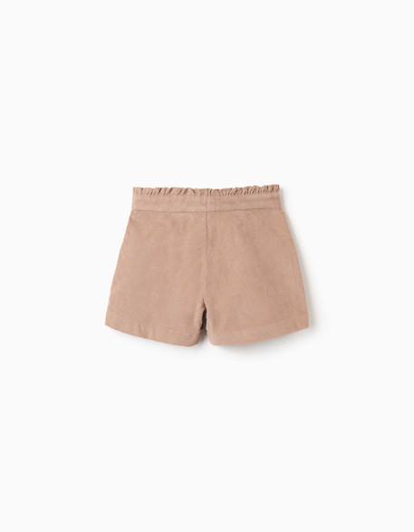 Short en velours côtelé avec plis devant Beige clair+Vert foncé 2 - vertbaudet enfant 