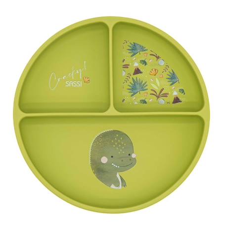 Assiette compartimentée en silicone avec ventouse animaux Beige+Menthe+Orange+Rose+Vert+Vert paon 26 - vertbaudet enfant 