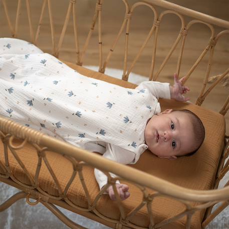 Drap housse berceau en gaze de coton jeanne Beige+Blanc+Bleu+Camel+Écru+Gris+Rose+Terracotta+Vert de gris 17 - vertbaudet enfant 