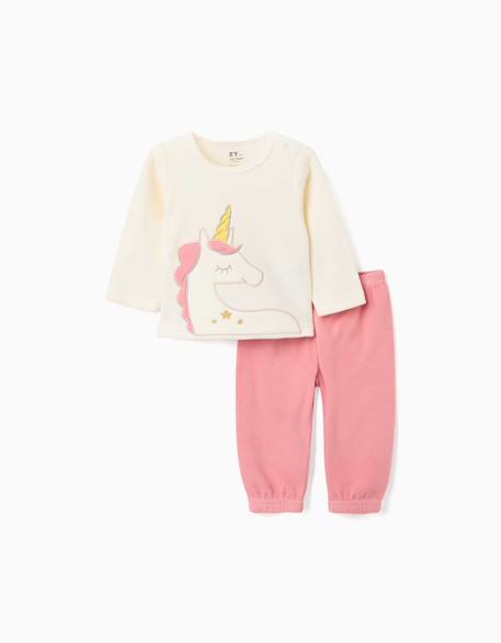 Pyjama en polaire avec licorne Blanc 1 - vertbaudet enfant 