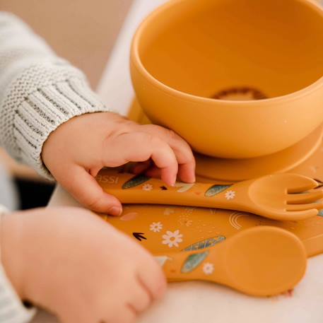 Set fourchette et cuillère en silicone animaux Beige+Menthe+Orange+Rose+Vert+Vert paon 14 - vertbaudet enfant 