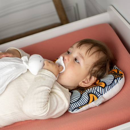 Coussin cale-tête ergonomique en wax fleurs de mariage Rouge 2 - vertbaudet enfant 