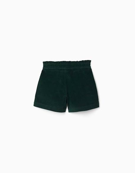 Short en velours côtelé avec plis devant Beige clair+Vert foncé 5 - vertbaudet enfant 
