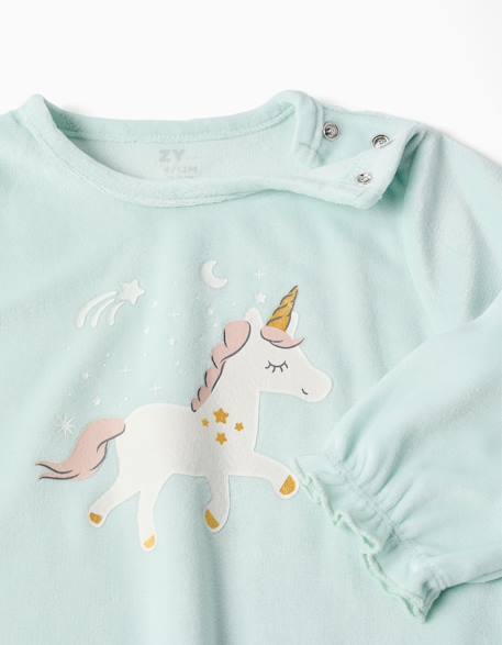Pyjama en velours avec licorne qui brille dans le noir Bleu clair 3 - vertbaudet enfant 