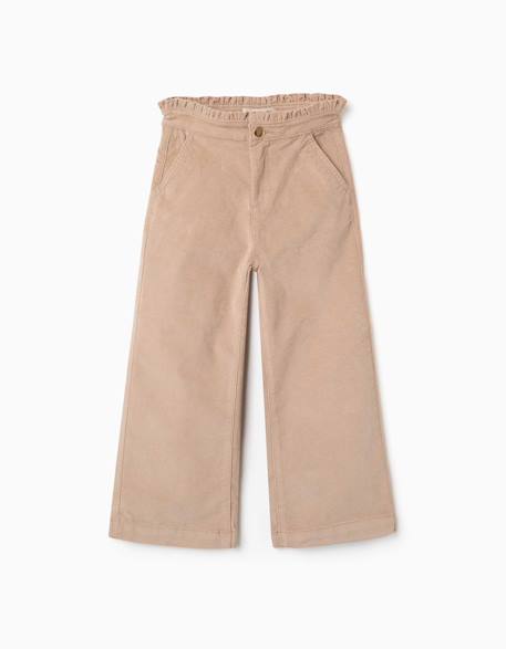 Pantalon en velours côtelé avec taille paperbag à volants Beige clair+Rose 1 - vertbaudet enfant 