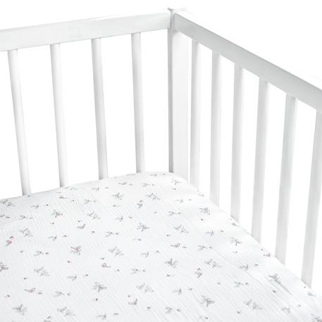 Drap-housse en gaze de coton melody Blanc 6 - vertbaudet enfant 
