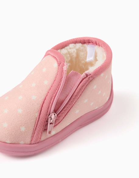 Chaussons en velours avec motif étoile Rose clair 4 - vertbaudet enfant 