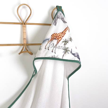 Ma première cape de bain en bambou safari Blanc 4 - vertbaudet enfant 