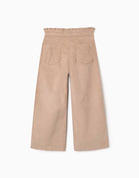 Pantalon en velours côtelé avec taille paperbag à volants Beige clair+Rose 2 - vertbaudet enfant 