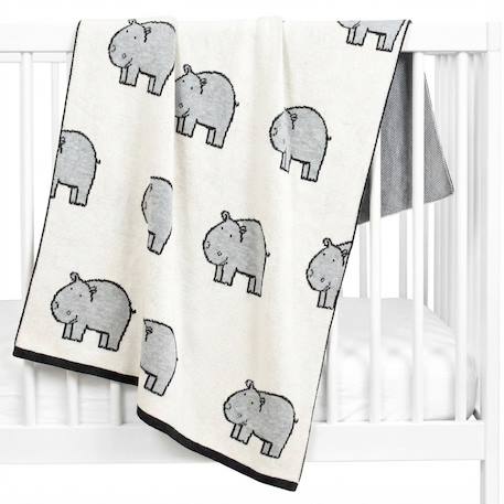 Couverture en coton bio gots Écru+Gris+Rose 1 - vertbaudet enfant 