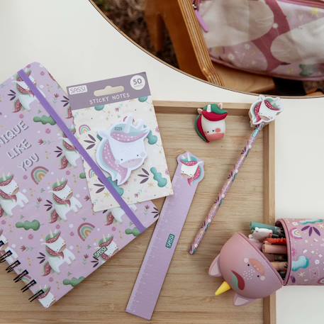 Set de papeterie enfant crayon règle taille-crayon Dino - vert+Élephant - bleu+Licorne - rose+Lion - orange+Ours polaire - bleu clair+Renard - vert paon 12 - vertbaudet enfant 