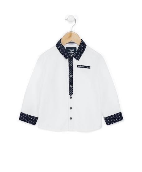Chemise manches longues 100% coton garçon Blanc optique 1 - vertbaudet enfant 