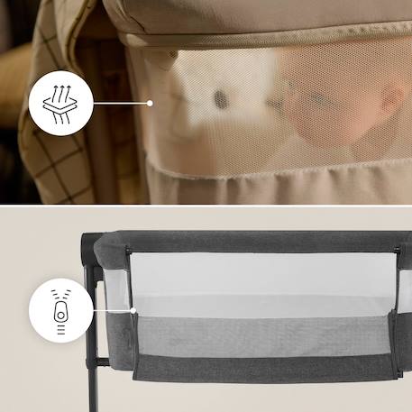 Lit bébé NESTEE UP 2 2 en 1 avec inclinaison du matelas, maille aérée et cadre en acier Beige+Gris 11 - vertbaudet enfant 