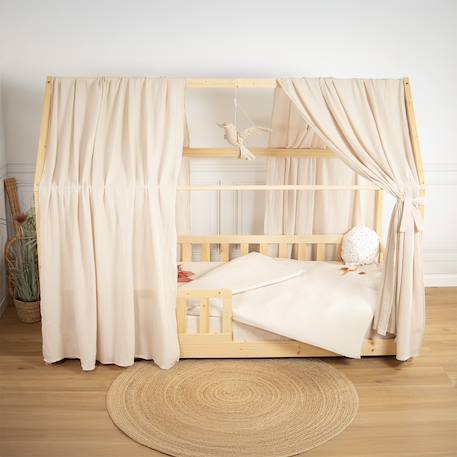 Ciel de lit cabane en gaze de coton duo 390 cm Beige+Blanc+Bleu+Camel+Écru+Gris+Pêche+Rose+Terracotta+Vert 6 - vertbaudet enfant 