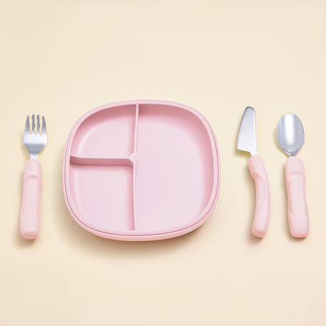 Set de 3 couverts ergonomiques en inox pour enfant Bleu+Rose+Vert 12 - vertbaudet enfant 