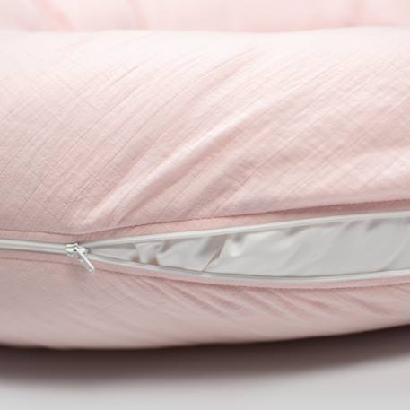 Housse pour coussin de maternité et d'allaitement en gaze de coton Beige+Bleu+Rose 14 - vertbaudet enfant 
