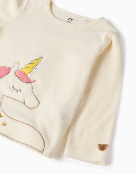 Pyjama en polaire avec licorne brodée Blanc 3 - vertbaudet enfant 