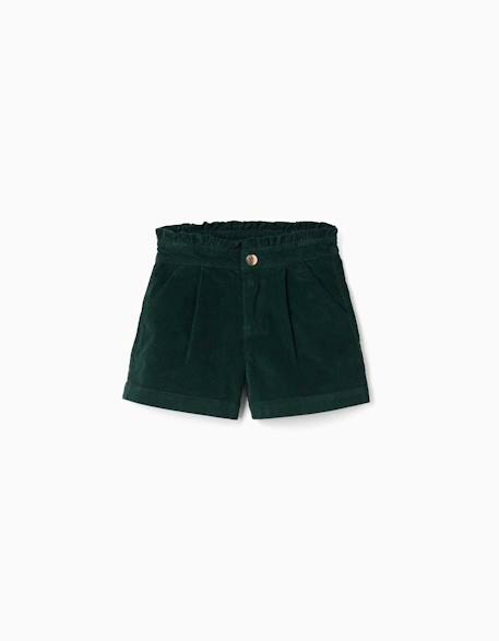 Short en velours côtelé avec plis devant Beige clair+Vert foncé 4 - vertbaudet enfant 