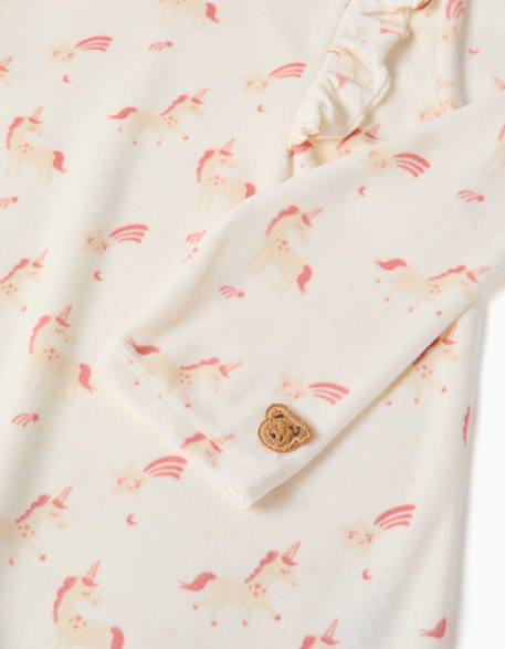 Pyjama en velours avec motif licorne et étoile Blanc 3 - vertbaudet enfant 