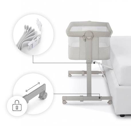 Lit bébé NESTEE UP 2 2 en 1 avec inclinaison du matelas, maille aérée et cadre en acier Beige+Gris 2 - vertbaudet enfant 