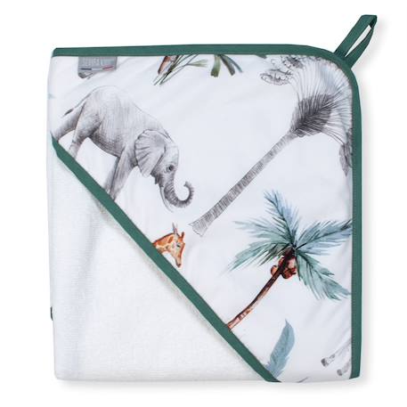 Ma première cape de bain en bambou safari Blanc 1 - vertbaudet enfant 